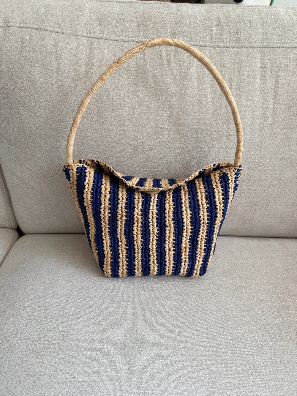 Madewell Striped Woven Shoulder Bag in Natural & Navy - Picture 3 of 9